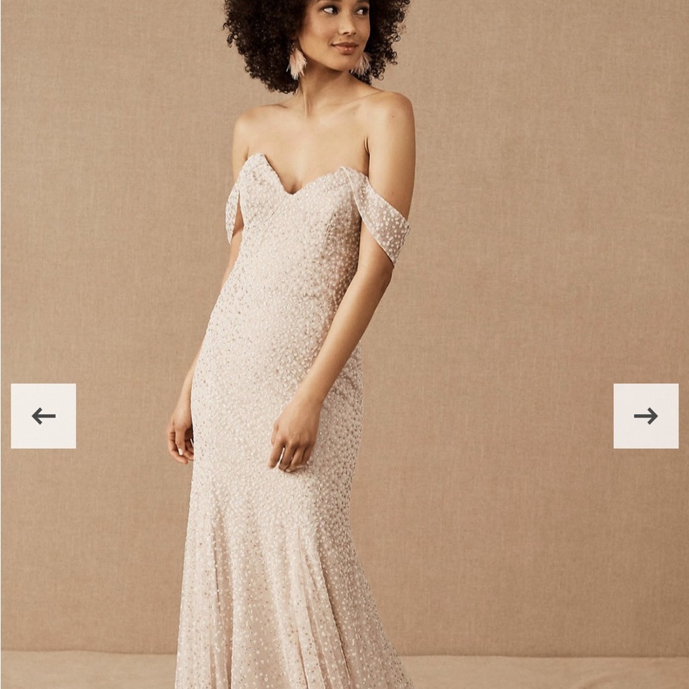BHLDN x Hayley Paige Ricci Strapless Blush Sparkle Wedding Dress Gown Size 14